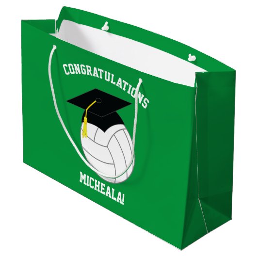 Volleyball Afstuderen Sports Green Groot Cadeauzakje (Achterkant Gekanteld)