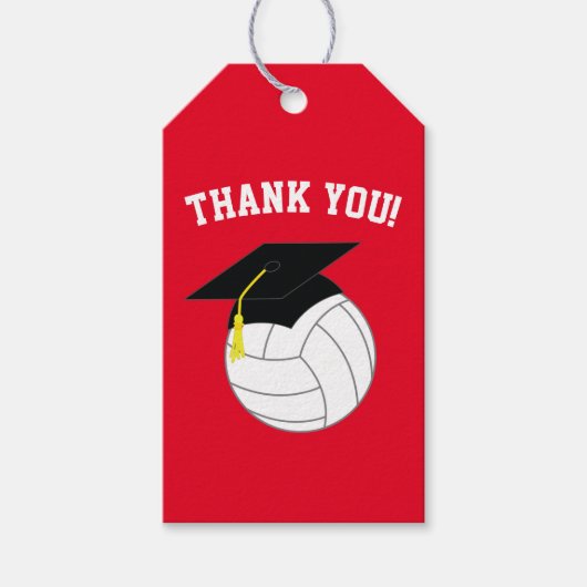Volleyball Afstuderen Sports Red Cadeaulabel (Voorkant)
