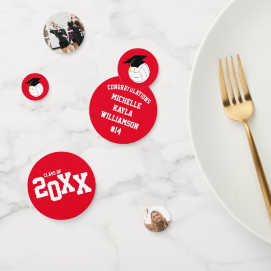 Volleyball Afstuderen Sports Red Confetti (Groep)