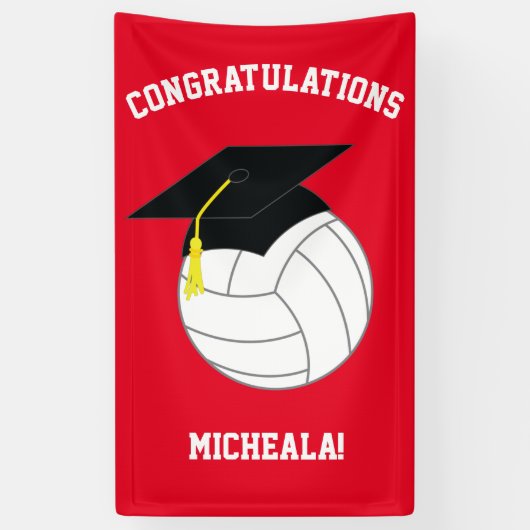 Volleyball Afstuderen Sports Red Spandoek (Verticaal)