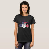 Volleyball American Flag Firework 4 juli T-shirt (Voorkant volledig)