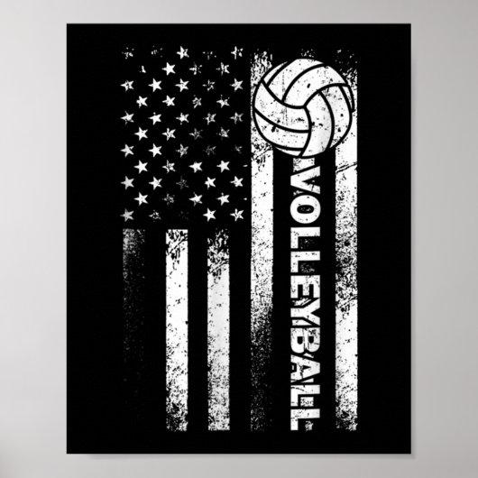 Volleyball American Flag Fun USA Patriotic Athlet Poster (Voorkant)