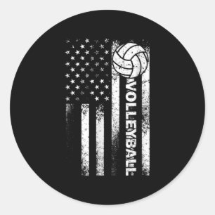 Volleyball American Flag Fun USA Patriotic Athlet Ronde Sticker