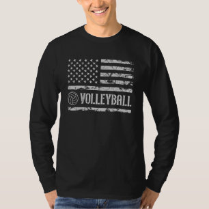 Volleyball Amerikaanse Vlag Net Spike Bal Speler A T-shirt