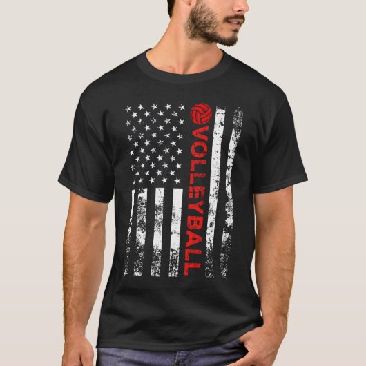 Volleyball Amerikaanse vlag T-shirt (Voorkant)
