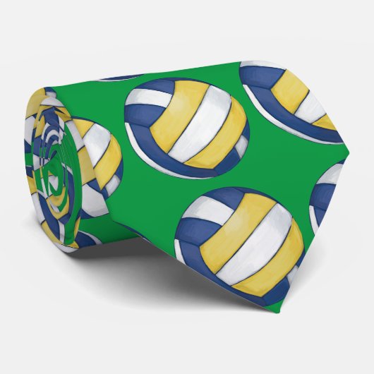 Volleyball Art Pattern Green Stropdas (Opgerold)