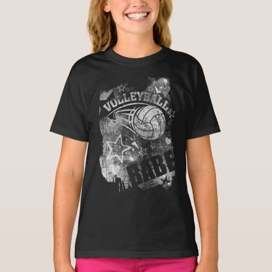 Volleyball Babe's, Black Grunge Volleyball T-shirt (Voorkant)