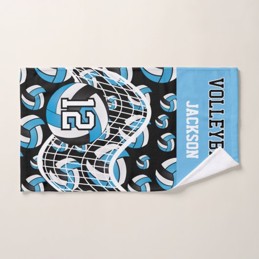 Volleyball - Baby Blue, Black en White Handdoek (Handdoek)