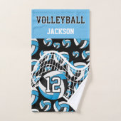 Volleyball - Baby Blue, Black en White Handdoek (Handdoek)