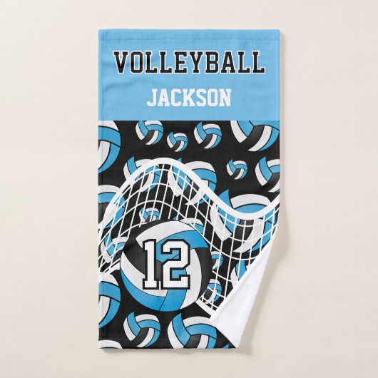 Volleyball - Baby Blue, Black en White Handdoek (Handdoek)