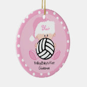 Volleyball Baby Girl 1 kerst met naam Keramisch Ornament (Rechts)