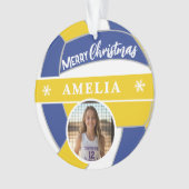Volleyball Ball Custom Name Merry Christmas Photo Ornament (voorkant)