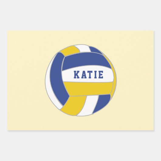 Volleyball Ball Pattern Kinder naam Birthday Inpakpapier Vel (Voorkant)