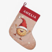 Volleyball Ball Red Santa Hat Name Grote Kerstsok (Voorkant (Hangend))