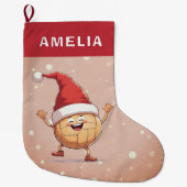 Volleyball Ball Red Santa Hat Name Grote Kerstsok (Voorkant)