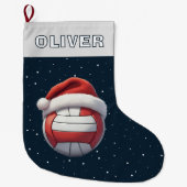 Volleyball Ball Red Santa Hat Name Grote Kerstsok (Voorkant)