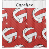 Volleyball Ball & Snowflake Festive Red Girls Name Douchegordijn (Voorkant)