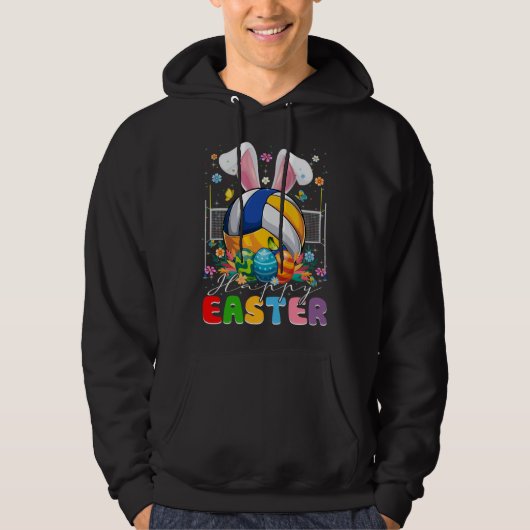Volleyball Ball With Bunny Ears Easter Day Boys Ki Hoodie (Voorkant)