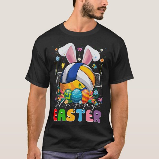 Volleyball Ball With Bunny Ears Easter Day Boys Ki T-shirt (Voorkant)
