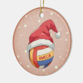 Volleyball Ball with Red Santa Hat Name Christmas Keramisch Ornament (Links)