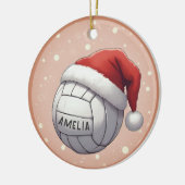 Volleyball Ball with Red Santa Hat Name Christmas Keramisch Ornament (Links)