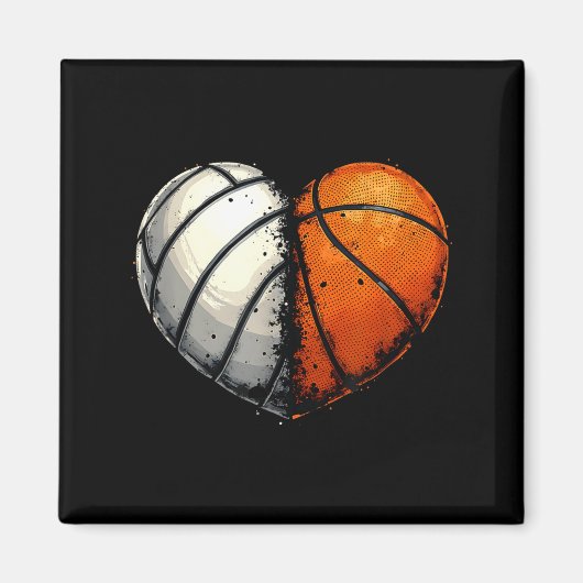Volleyball Basketball Ball Heart Srts Lover Valent Magneet (Voorkant)