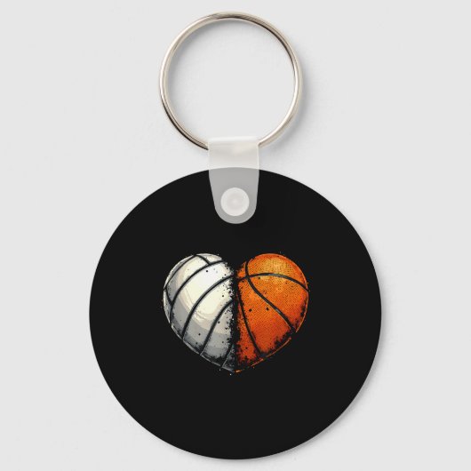 Volleyball Basketball Ball Heart Srts Lover Valent Sleutelhanger (Voorkant)