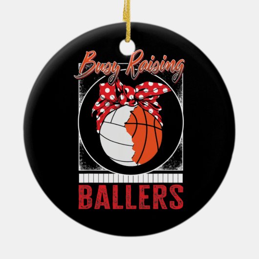 Volleyball Basketball Raising Ballers Player Ma Keramisch Ornament (Achterkant)