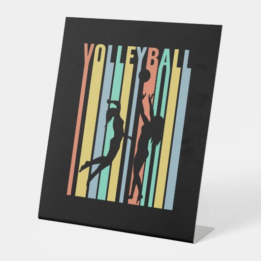 Volleyball  Beachvolleybal Retro Reclamebord Met Voetstuk (Voorkant)