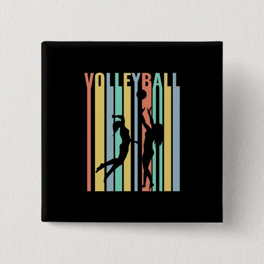 Volleyball  Beachvolleybal Retro Vierkante Button 5,1 Cm (Voorkant)