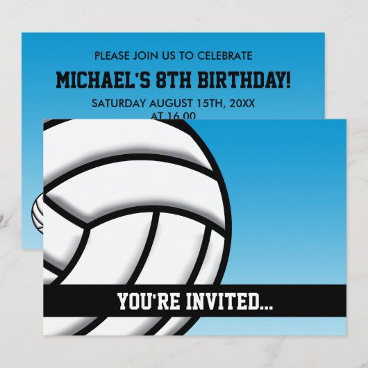 Volleyball Birthday Kaart (Voorkant / Achterkant)