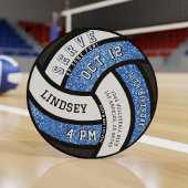 Volleyball Birthday Party Blue Glitter Kaart