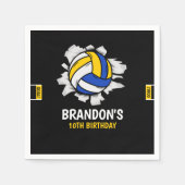 Volleyball Birthday Party | Blue & Yellow Servet (Voorkant)