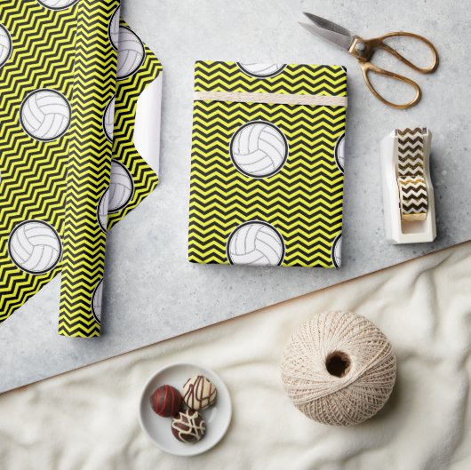 Volleyball Black Chevron plus uw teamkleurencadeau Cadeaupapier (Crafts)