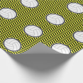 Volleyball Black Chevron plus uw teamkleurencadeau Cadeaupapier (Hoek)