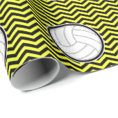 Volleyball Black Chevron plus uw teamkleurencadeau Cadeaupapier (Rol Hoek)