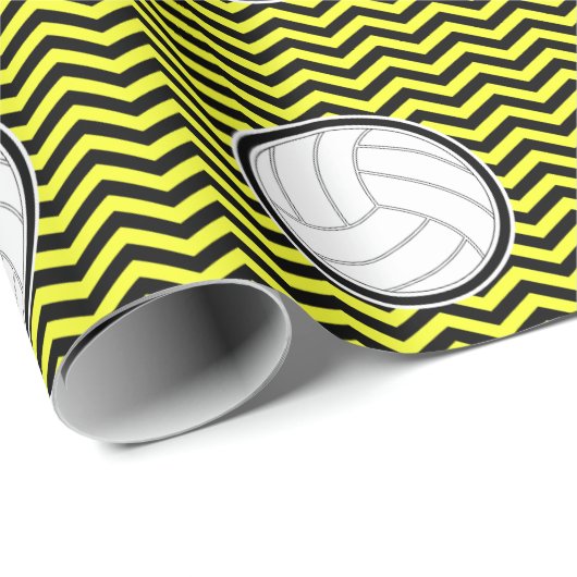 Volleyball Black Chevron plus uw teamkleurencadeau Cadeaupapier (Rol Hoek)