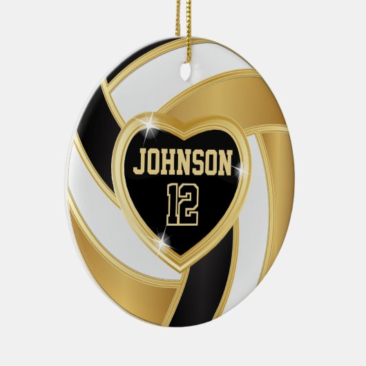 Volleyball 🏐 Black, White en Gold Keramisch Ornament (Rechts)