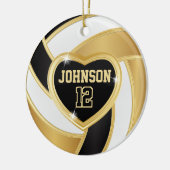 Volleyball 🏐 Black, White en Gold Keramisch Ornament (Links)