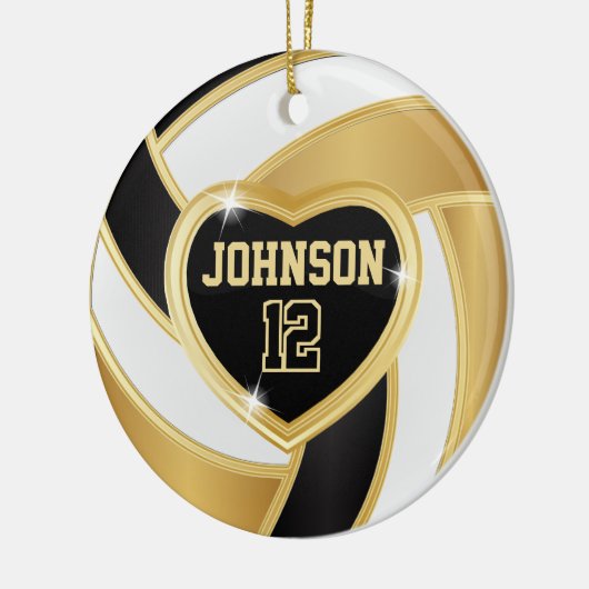 Volleyball 🏐 Black, White en Gold Keramisch Ornament (Links)