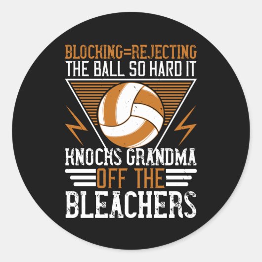 Volleyball - Blokkeer zo hard de bal Ronde Sticker (Voorkant)