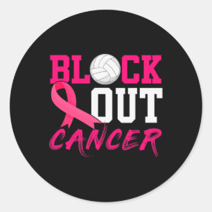 Volleyball Breast Cancer Awareness Block Out Cance Ronde Sticker