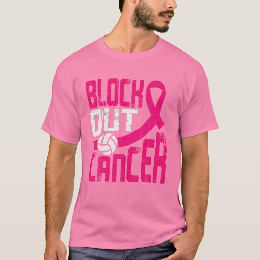 Volleyball Breast Cancer Awareness Block Out Cance T-shirt (Voorkant)