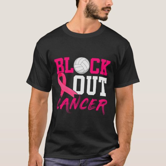 Volleyball Breast Cancer Awareness Block Out Cance T-shirt (Voorkant)