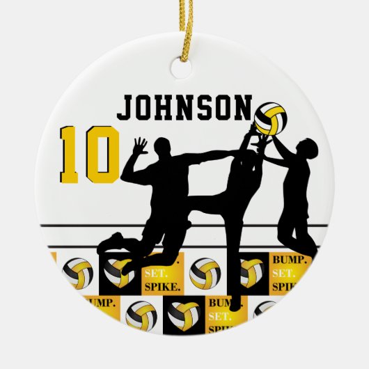 Volleyball 🏐 - Bump, Set, Spike - Gold Yellow Keramisch Ornament (Voorkant)