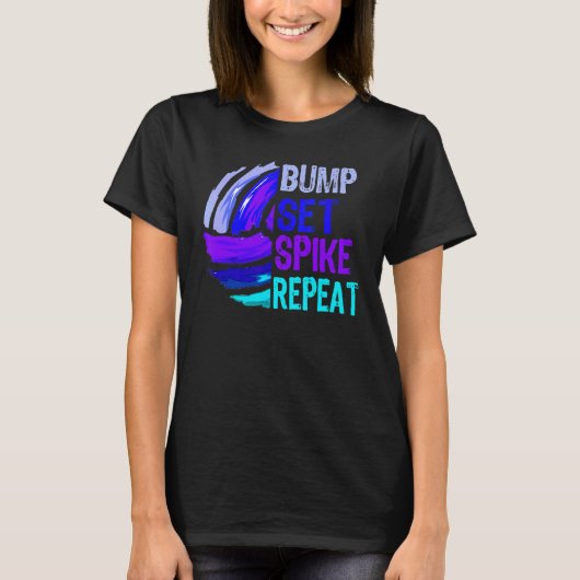 Volleyball Bump Set Spike Herhaling T-shirt (Voorkant)