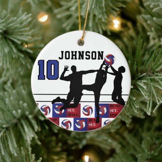 Volleyball 🏐 - Bump, Set, Spike Red, White, Blue Keramisch Ornament (Boom)