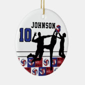 Volleyball 🏐 - Bump, Set, Spike Red, White, Blue Keramisch Ornament (Rechts)