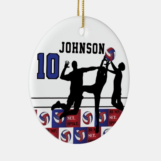 Volleyball 🏐 - Bump, Set, Spike Red, White, Blue Keramisch Ornament (Rechts)