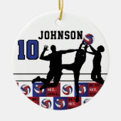 Volleyball 🏐 - Bump, Set, Spike Red, White, Blue Keramisch Ornament (Voorkant)